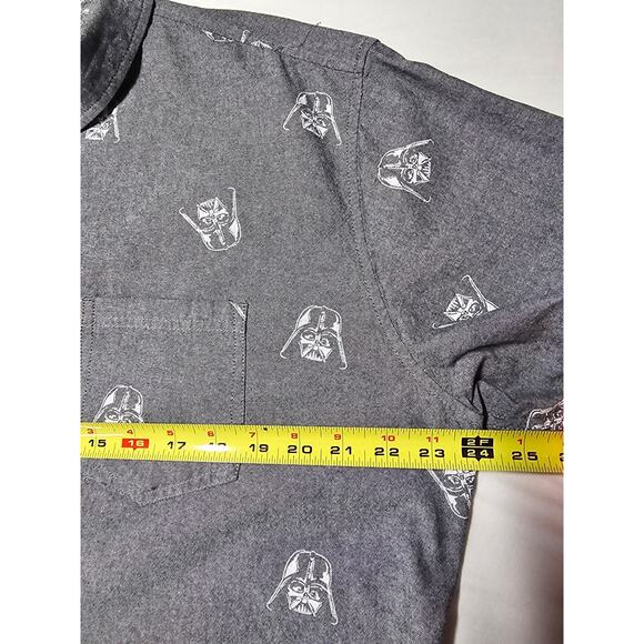 Star Wars Gray Darth Vader Print Button-Down Collar Short Sleeve Shirt XXL - Picture 11 of 13